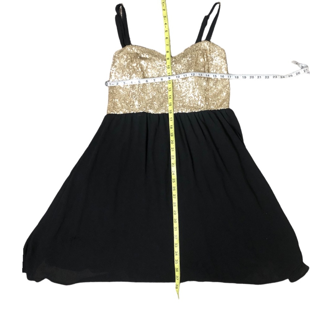 Torrid Sequin Chiffon Party Dress Babydoll Layered Gold Sleeveless Sz 14 - Picture 13 of 15